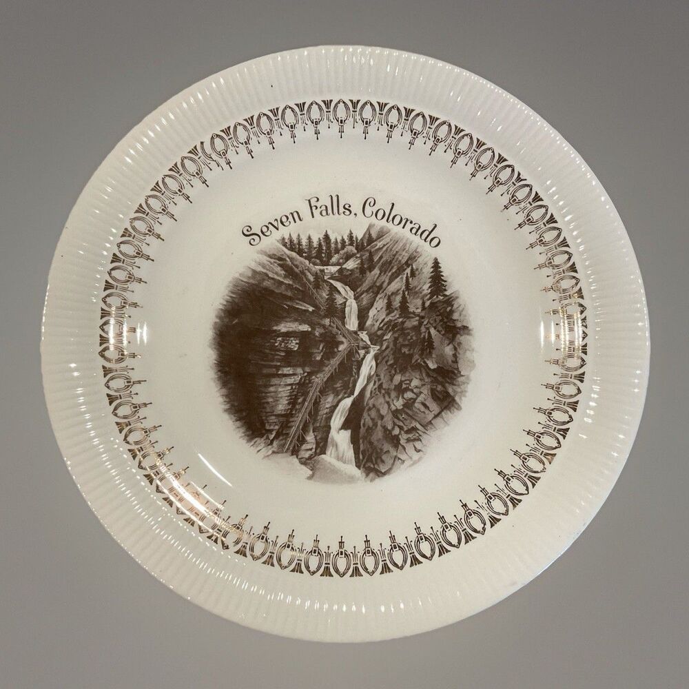 Vintage SEVEN FALLS COLORADO Souvenir State Plate Views Of America Series 9.5”